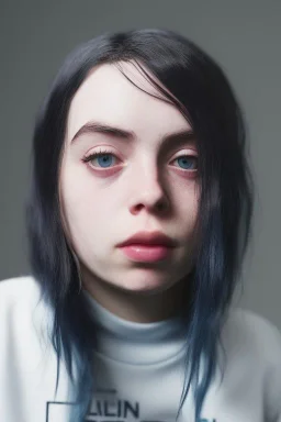 Billie Eilish, underpants, white socks, pale skin, high detail, realistic, 8k, not to be distinguished from a photo