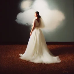 Full body portrait, painting, medium shot lady negative space, neutral space volumetric cloud