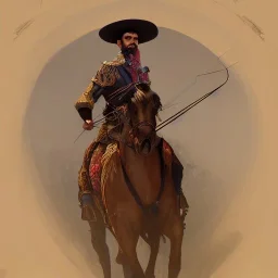 portrait,"Insanely detailed photograph of a male western mustachioed crossbowman", detailed charro, sequenced Sombrero, detailed held dagger, digital painting, artstation, concept art, sharp focus, illustration, art by artgerm and greg rutkowski and alphonse mucha, 8 k,fantasy, unreal engine