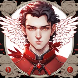 Man, cardinal, face portrait, red collar, red biretta, game avatar, portrait, illustration