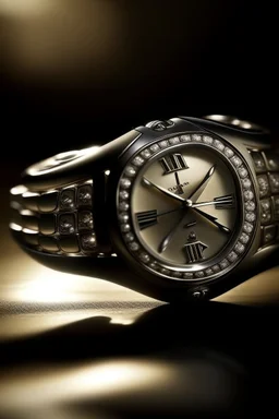Create an image of the Cartier watch placed in soft natural light to capture its shimmer and shine."