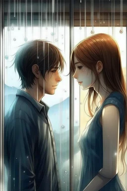 The cover of a song expresses a girl who loves a boy who is very separated by glass and she looks at him and wants to go to him and he can't see her Photorealistic