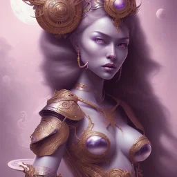 sango fantasy, fantasy magic, intricate, sharp focus, illustration, highly detailed, digital painting, concept art, matte, artgerm and paul lewin and kehinde wiley, masterpiece sexy lips Asian lady body Papu New Guina purple silver space lady space blood moon sun galaxy