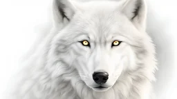 front facing white wolf, glowing eyes, transparent background
