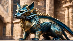 DTSTYLE egyptian feline dragon, metallic colors, medium shot photograph, hyperdetailed, epic scale and presence, natural lighting