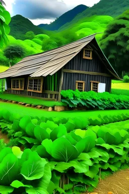 house in vegetables farm in thailand