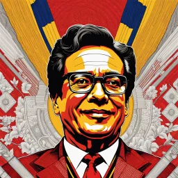 President of Colombia Gustavo Petro linear drawing colors red white and yellow hyper-detailed 8k