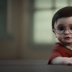 Cute baby character harry potter,movie, photo realistic, unreal engine, cinematic lighting 8k --v 4