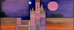 A lavender haunted castle painted by Paul Klee