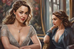 Emilia Clarke skitch Oil cartoon artstyle , intricate details, highly detailed, high details, detailed portrait, masterpiece, ultra detailed, ultra quality