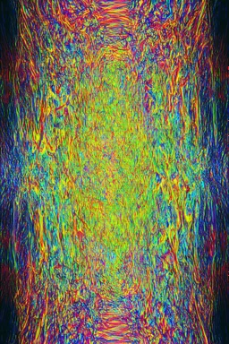 reflections of chaos; surrealistic optical art; vivid palette