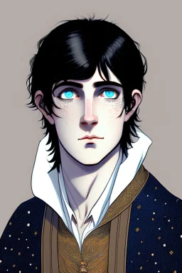 black hair freckles blue eyes young wizard beardsley