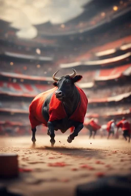 bullfight stormy exceptionalism on the brink of chasm, prize winning oil painting,bokeh like f/0.8, tilt-shift lens 8k, high detail, smooth render, down-light, unreal engine