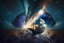 A train going into universe. No rail.