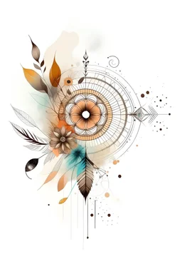 minimalist boho style digital art white background