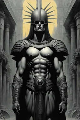 a Roman hero , surreal , by hr giger and beksinski