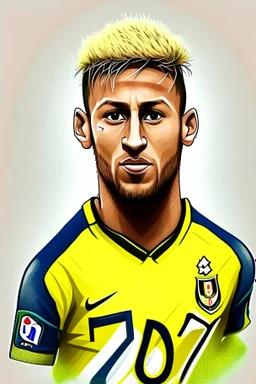 Neymar Brazilian football player. cartoon 2d