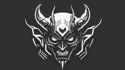 minimalistic cyberpunk demon logo black and white