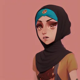 A hejab girl , vectorized , anime , 8k,3d