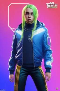 Billie Eilish, in stockings, cyberpunk2077