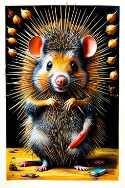 porcupines are mice with needles; a neo-surrealistic, expressionistic, steampunk version of Gustav Klimt