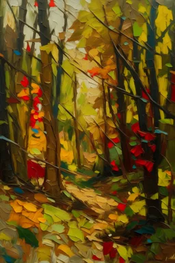 autumn forest in the style of frank Auerbach
