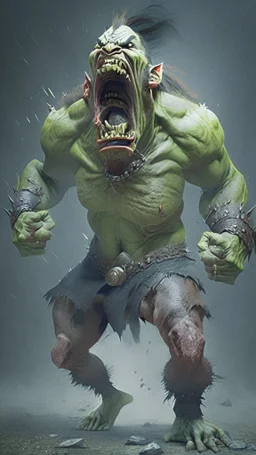 orc screaming, full body