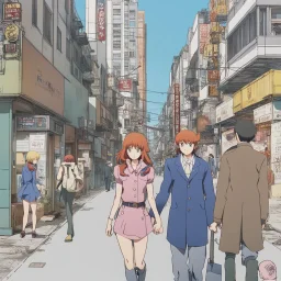 fujiko mine walking on street with lupin third