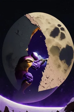 Mighty Thanos cutting the moon in half