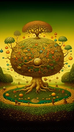 a painting of a klimt tree of life in a body of land, surrealistic painting, surrealist painting, abstract surrealism masterpiece, the flow of time. complex shapes, surrealistic style, a surrealist painting, surreal painting, jacek yerka and vladimir kush, surrealist artwork, peter henket, surrealist art, inspired by Jacek Yerka, surrealism painting