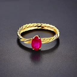 ruby ring with gold braided band, photorealistic