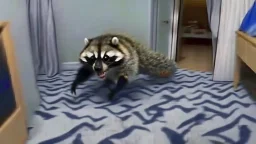 man runs from rabid raccoon hiding under the hotel room bed