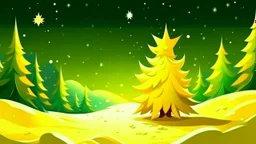 fantasy cartoon style illustration: a golden star for the Christmas tree in the snow