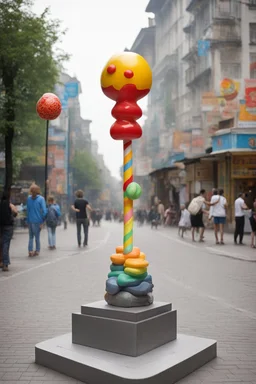 статуя на улице. “Чупа-чупс как учебник”: Палочка статуи может быть оформлена как “стопка” учебников, а на “леденце” будут проецироваться различные научные концепции.