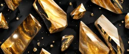 Hyper Realistic Golden Marble Crystals with Royal-Black-Velvet-Background