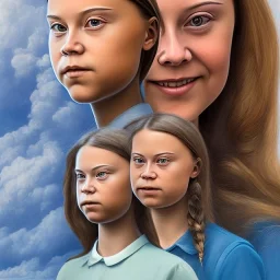 portrait of Greta Thunberg on a plane