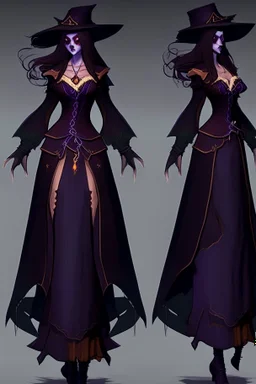 witch necromancer female dress turnaround