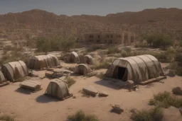 Can you please come up with a design concept for a refugee camp that houses displaces Palestinians that is Meaningful, resilient, self sufficient, safe and takes into consideration Palestinians culture and religious beliefs in the dessert