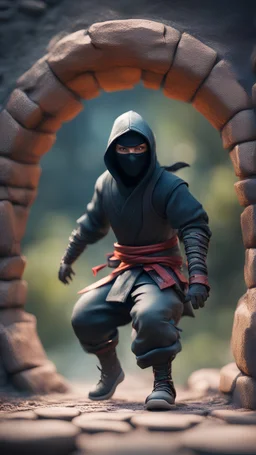 portrait of wilderness ninja stepping through portal wearing clawed shoes, we can only see part of him on this side of the portal,bokeh like f/0.8, tilt-shift lens 8k, high detail, smooth render, down-light, unreal engine, prize winning