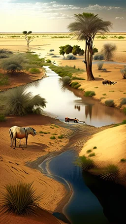 Africa, farming, river and desert