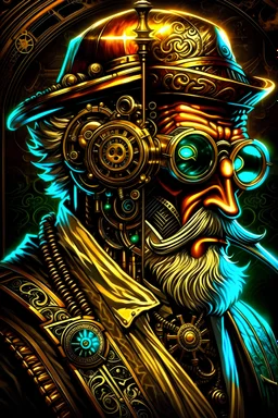 Steam Punk Two Face DC Comics, in the style of Alphonse Mucha, dramatic lighting, Highly Detailed, photorealism, hdr, 16k, octane effect,