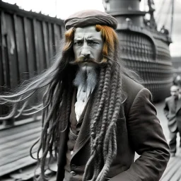 Crazy long hair cargo ships captain 1920s