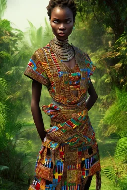 A photo taken from an african village "ninja", <character or scene>, kente, cinematic lighting --v 4 --q 2