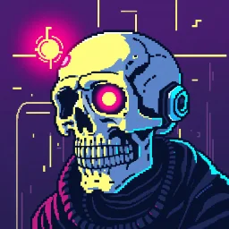 8 bit pixelart cyberpunk skull,servitor, Comic style