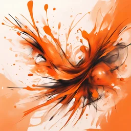 abstract emotional splashes sketch in orange tones
