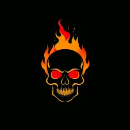 minimalistic skull with flame logo