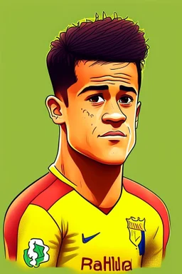 Philippe Coutinho Brazilian soccer player cartoon 2d