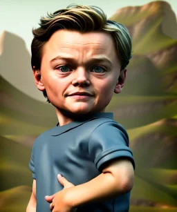 Leonardo di caprio toddler, full body, shoe, car, dramatic lighting, hyper realistic