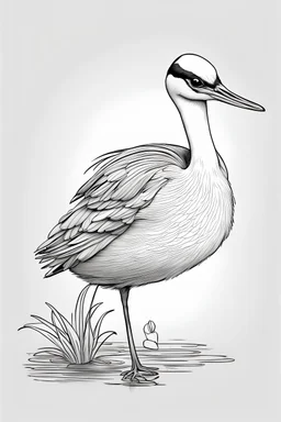 outline art. cute Jacana , white background