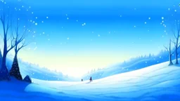 fantasy cartoon style: Upon a snowy hill. It is morning, and the snow sparkled like a million tiny magical diamonds.